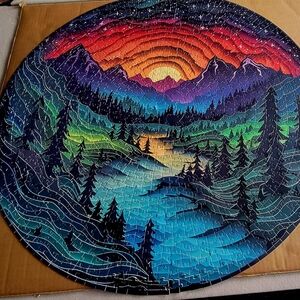 Vibrant Round Mountain Landscape Puzzle 1000 Pcs